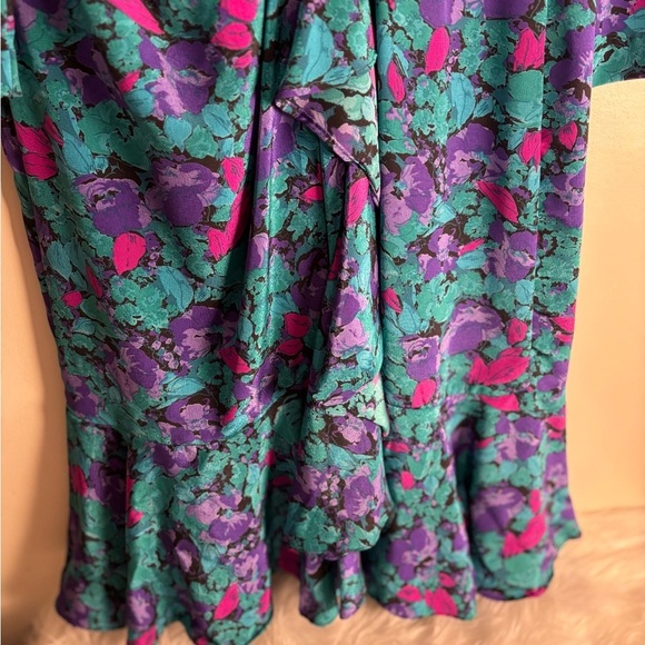 David Mitchell Vintage Cinched Waist Floral Dress w/ Shoulder Pads - Picture 7 of 7